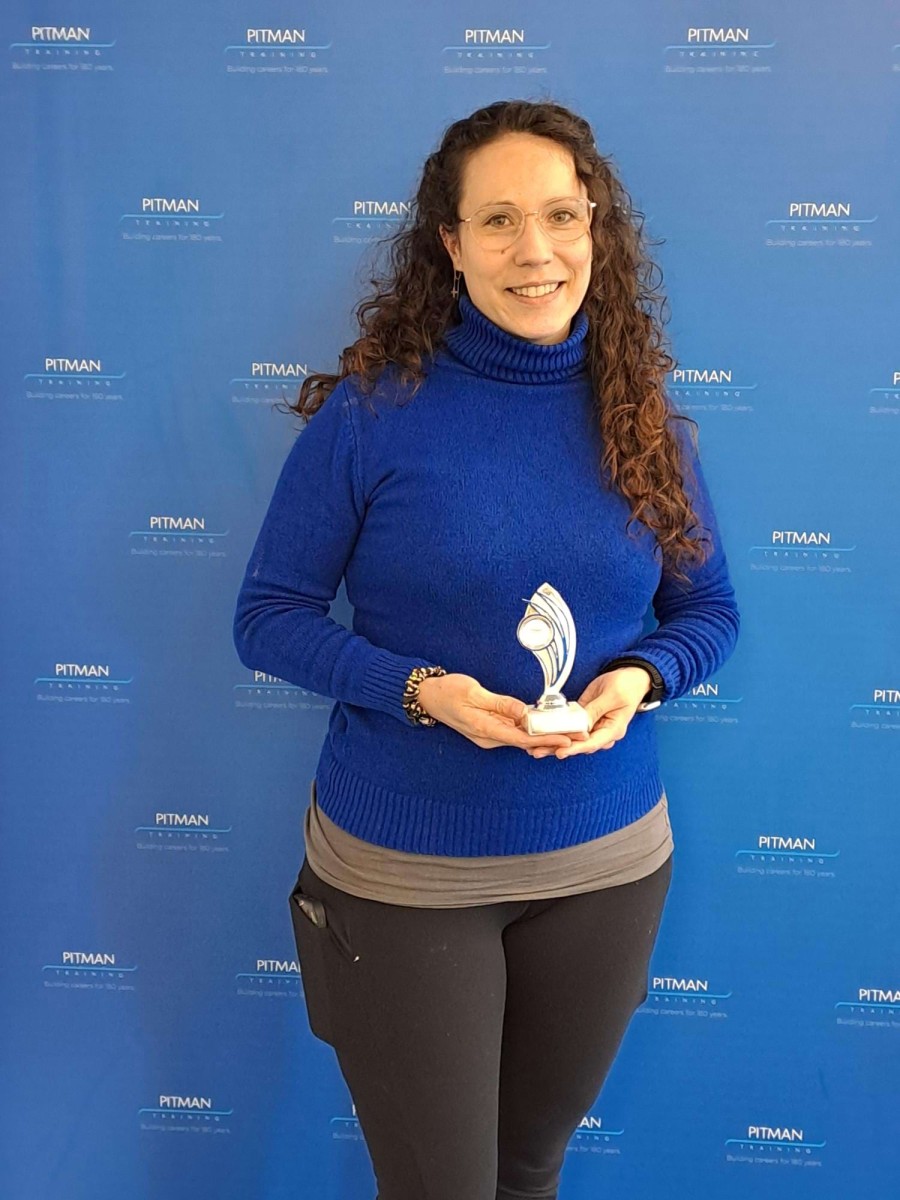 Aurora Mocci receiving Student of the Month award at Pitman Training Laois May 2026.